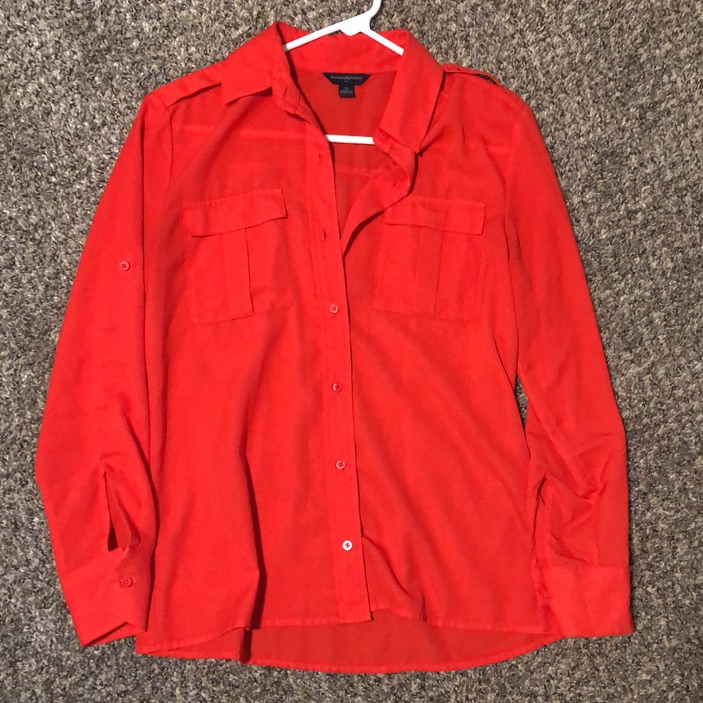 Orange Button Down Banana Republic Blouse